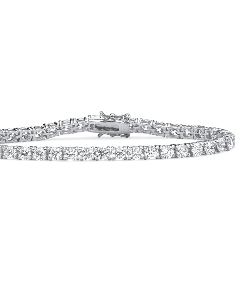 Front of a size 7.5 in 10.75 TCW Round Cubic Zirconia .925 Sterling Silver Tennis Bracelet 7.5" in White by PalmBeach Jewelry. | dia_product_style_image_id:333107